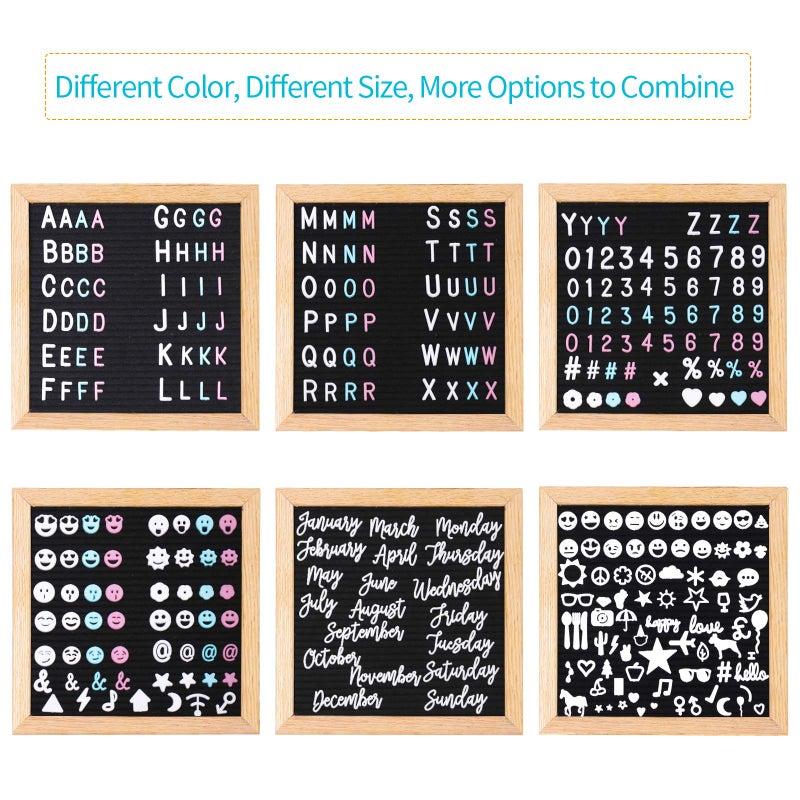 G GAMIT Felt Letter Board Message Board 10x10inch with Stand,Pre-cut&Sorted 805pcs Changeable Letters+Weeks &Months Cursive Words,Word board Sign board with Sorting Tray&Gift Box(Black) - Image 3